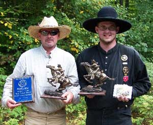 Two members of the Walnut Hill Gang: Splinter Jack from Maine - Top Gun at Heluva Rukus, 2007 SASS NY State Championships and Cartwheel - 2007 SASS NY State Champion.  They both shoot guns built by Cowboy Gunworks.