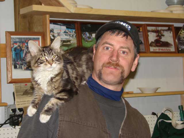Cheyenne on Jimmy's shoulder in March 2008.