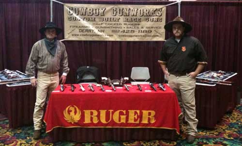 Spinter Jack and Deuce Stevens manning the Cowboy Gunworks booth at the 2009 SASS Convention in Las Vegas.