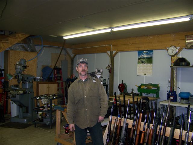 Hanging out with Jimmy in the Cowboy Gunworks shop.