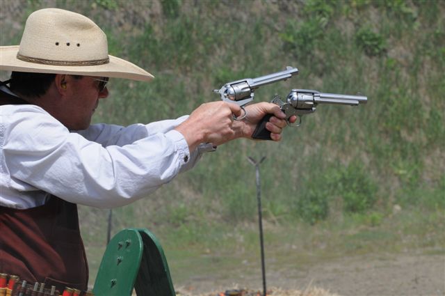 Two New Ruger Vaquero pistols built by Cowboy Gunworks being shot by Dead Head.