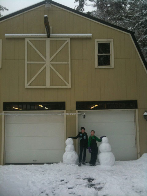 Snowmen outside Cowboy Gunworks.