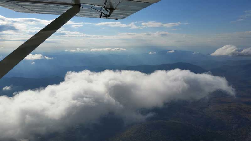 Over Vermont mountains at 7,500 feet.