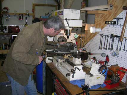 Jimmy Spurs working at the lathe ...