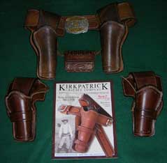Cowboy Gunworks proudly handles Kirkpatrick Leather.  Shown at the top is Jimmy Spurs' rig with his SASS State Champion buckle.